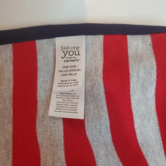 Carters Just One You Double Decker Bus Baby Blanket Beep Red Gray Stripes Cotton - Picture 4 of 5